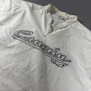 Vintage Cancun Mexico Top Single Stitch 80s‎ Mens M Pullover White Crinkled